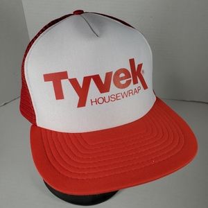 Vintage Tyvek Housewrap Red/White Snapback Trucker Hat Cap